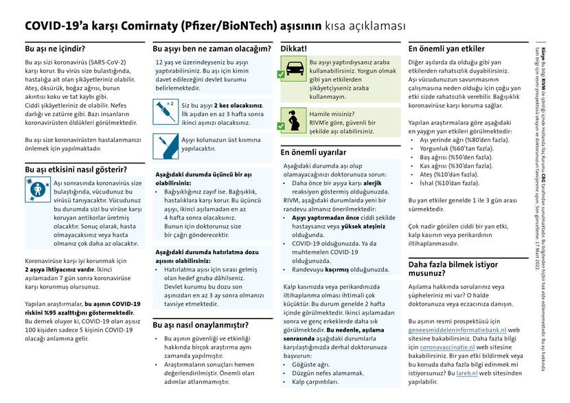 Vaccin in het kort: Comirnaty - Turks