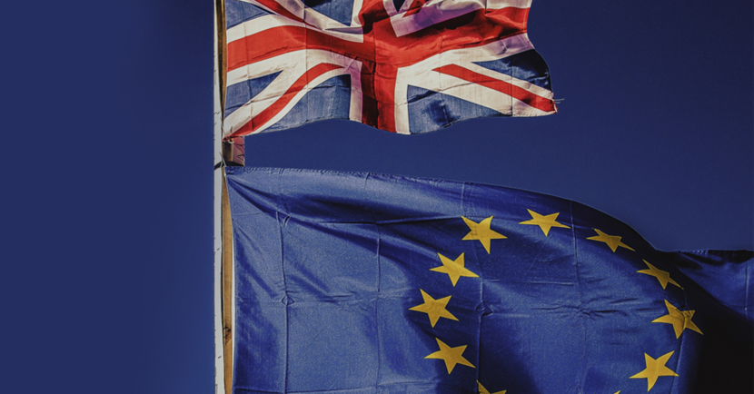Brexit - Europese vlag en Britse vlag